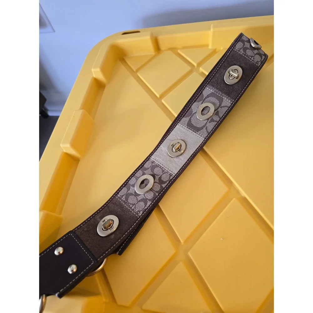 Coach Signature Jacquard Leather‎ Belt Strap Silver Buckle Women Coach Signature‎ Jacquard Leather Belt Strap Silver Buckle Women main image 2